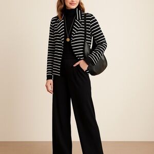 Caslon Black and White Striped Blazer